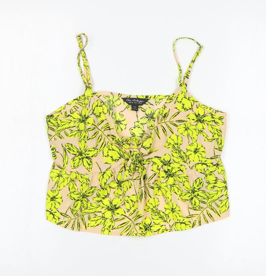 Womens UK Size 10 Miss Selfridge Yellow Cropped Tank