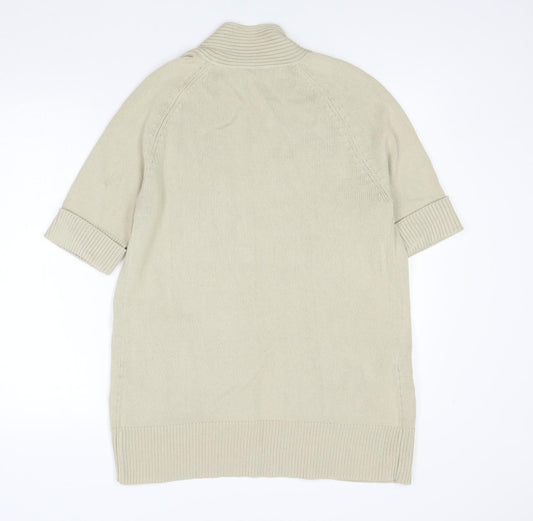 BHS Womens Beige V-Neck Cotton Cardigan Jumper Size 14