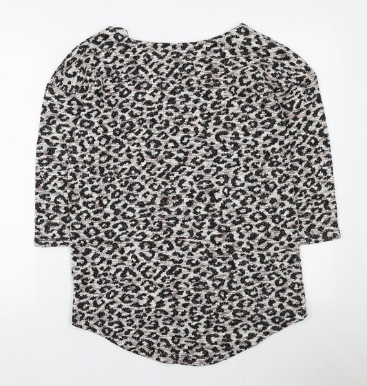 TU Womens Multicoloured Boat Neck Animal Print Polyester Pullover Jumper Size 8