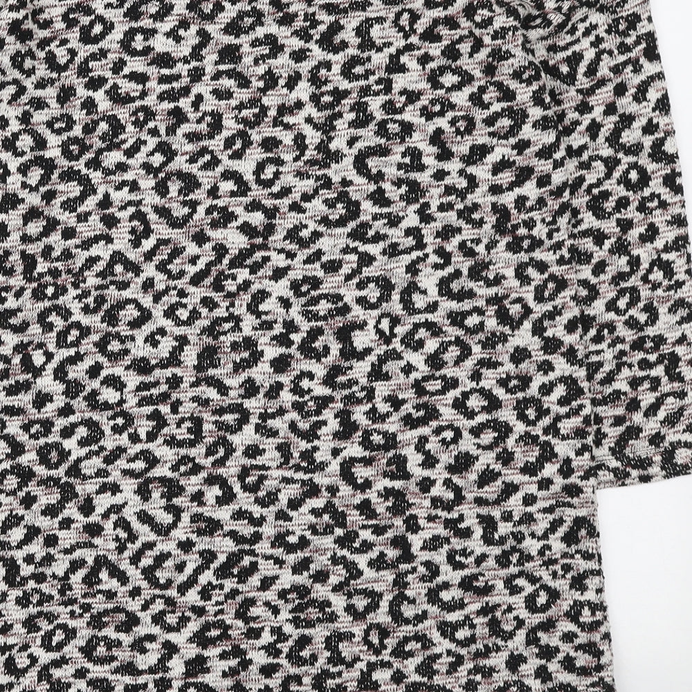 TU Womens Multicoloured Boat Neck Animal Print Polyester Pullover Jumper Size 8