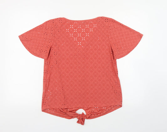 Womens UK Size XS Oasis Orange Basic Button-Up