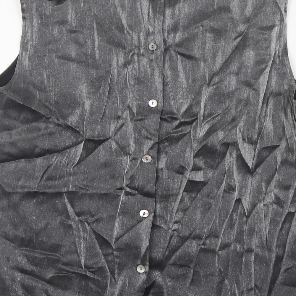 Platinum Womens Silver Geometric Viscose Basic Tank Size 16 Boat Neck