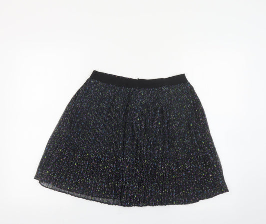 Jack Wills Womens Black Floral Polyester Skater Skirt Size 10 Zip