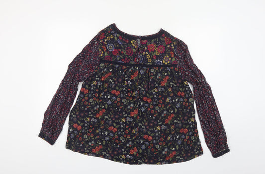 Matalan Womens Multicoloured Floral Viscose Basic Blouse Size 14 Round Neck