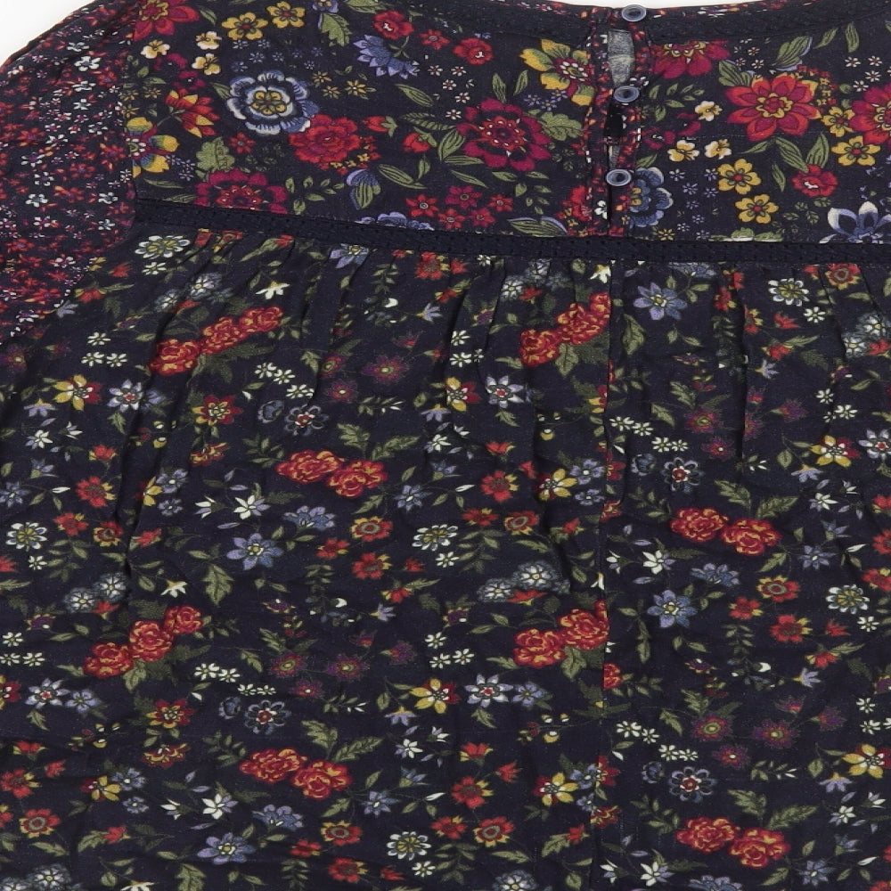 Matalan Womens Multicoloured Floral Viscose Basic Blouse Size 14 Round Neck