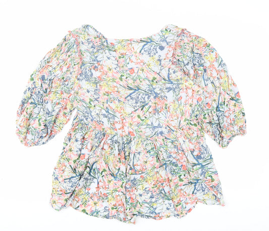Womens UK Size S Cerulean Multicoloured Basic Blouse
