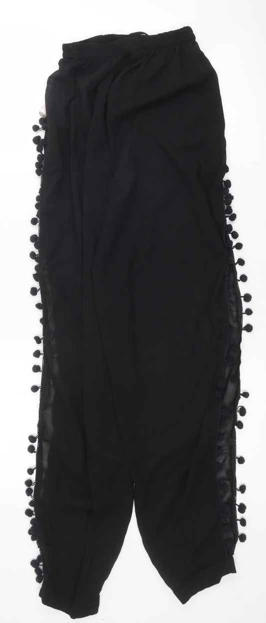 Womens UK Size S Boohoo Regular Fit Harem Black Trousers