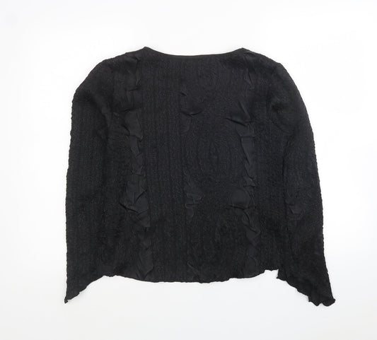 CMD Womens Black Polyester Jersey Blouse Size 16 Boat Neck - Textured