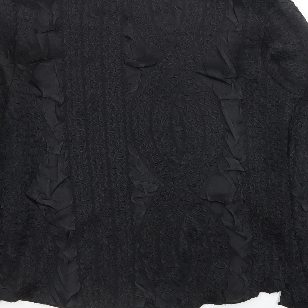 CMD Womens Black Polyester Jersey Blouse Size 16 Boat Neck - Textured