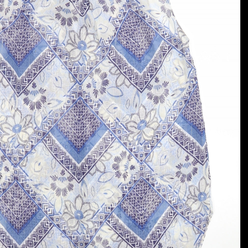Womens UK Size 12 M&Co Blue Tunic Button-Up