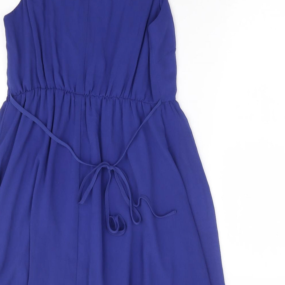 Primark Womens Blue Polyester Fit & Flare Size 10 Round Neck Tie