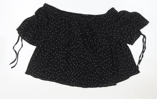 Womens UK Size 14 Topshop Black Cropped T-Shirt