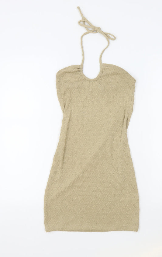 Divided Womens Beige Polyester Bodycon Size S Halter