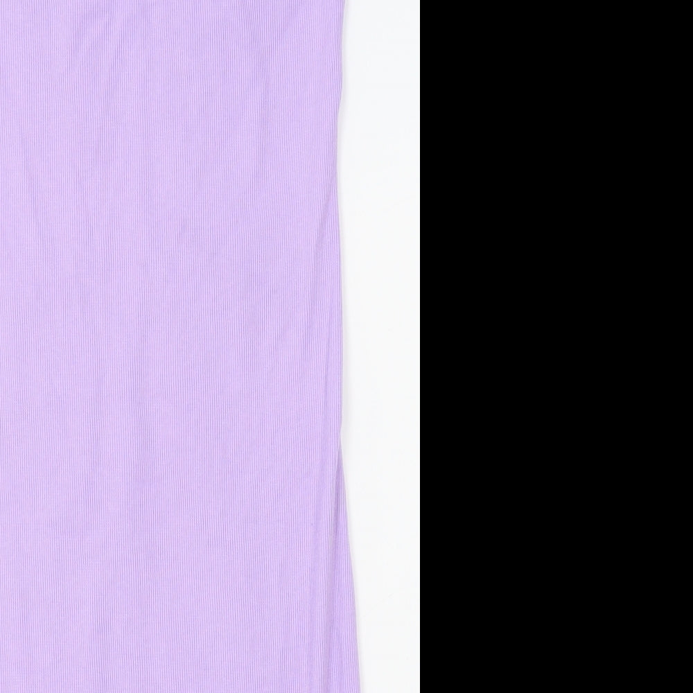 SheIn Womens Purple Polyester Bodycon Size M Collared Button - Open Back