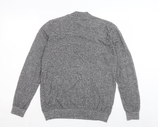 New Look Mens Grey High Neck Cotton Pullover Jumper Size M