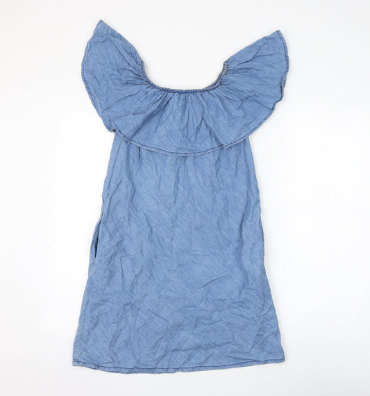 Primark Womens Blue Cotton Shift Size 8 Round Neck Pullover