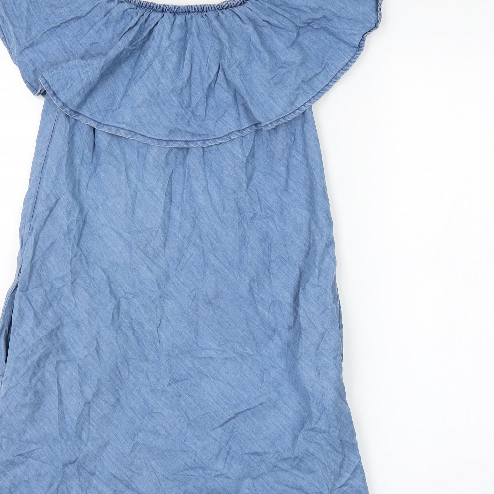 Primark Womens Blue Cotton Shift Size 8 Round Neck Pullover