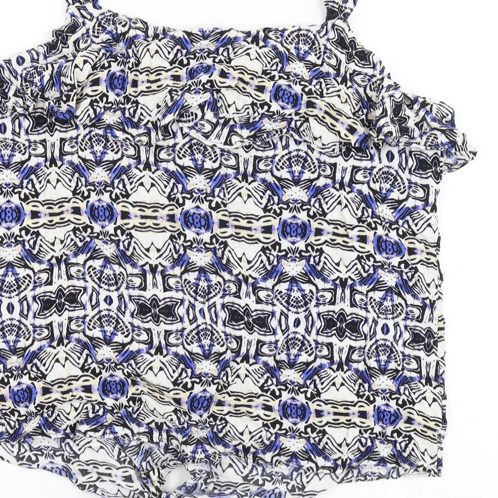 George Womens Multicoloured Geometric Viscose Basic Tank Size 16 Round Neck - Knot Front