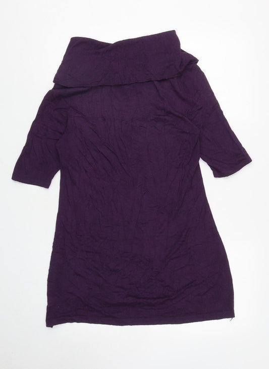 Kaliko Womens Purple Roll Neck Acrylic Tunic Jumper Size 14