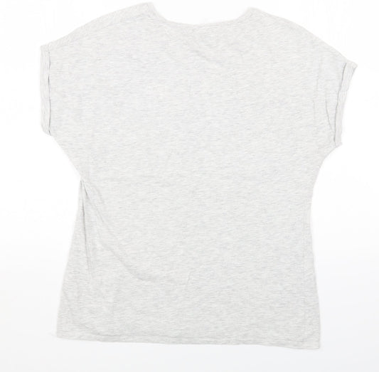 Papaya Womens Grey Cotton Basic T-Shirt Size S Round Neck - Do What Makes You Smile