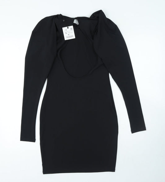 Zara Womens Black Polyester Mini Size S Round Neck Pullover