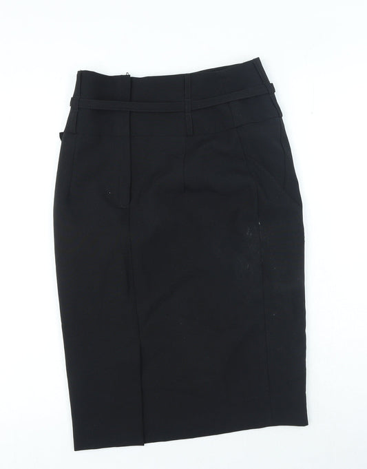 Atmosphere Womens Black Polyester Straight & Pencil Skirt Size 8 Zip - Belted