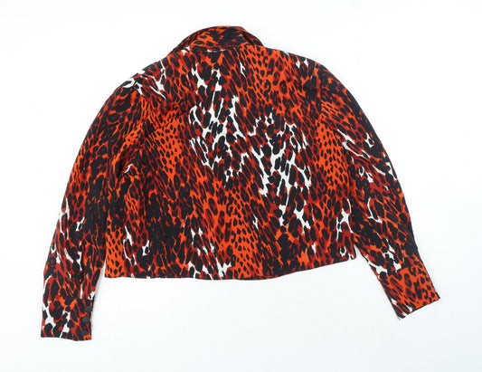 Primark Womens Multicoloured Animal Print Polyester Basic Button-Up Size 12 V-Neck