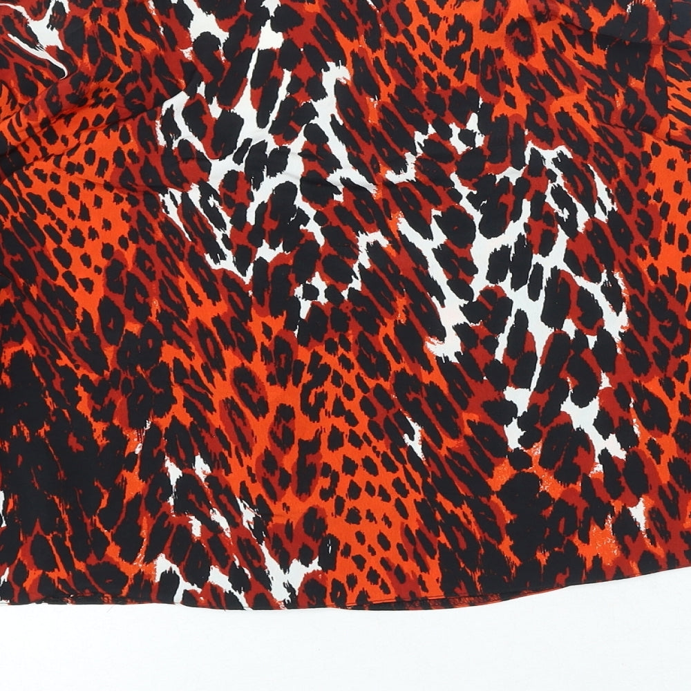 Primark Womens Multicoloured Animal Print Polyester Basic Button-Up Size 12 V-Neck