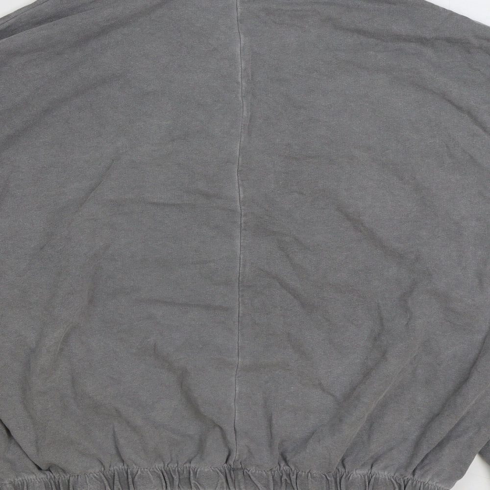 Made in Italy Womens Grey Cotton Pullover Sweatshirt Size M Zip - Cropped