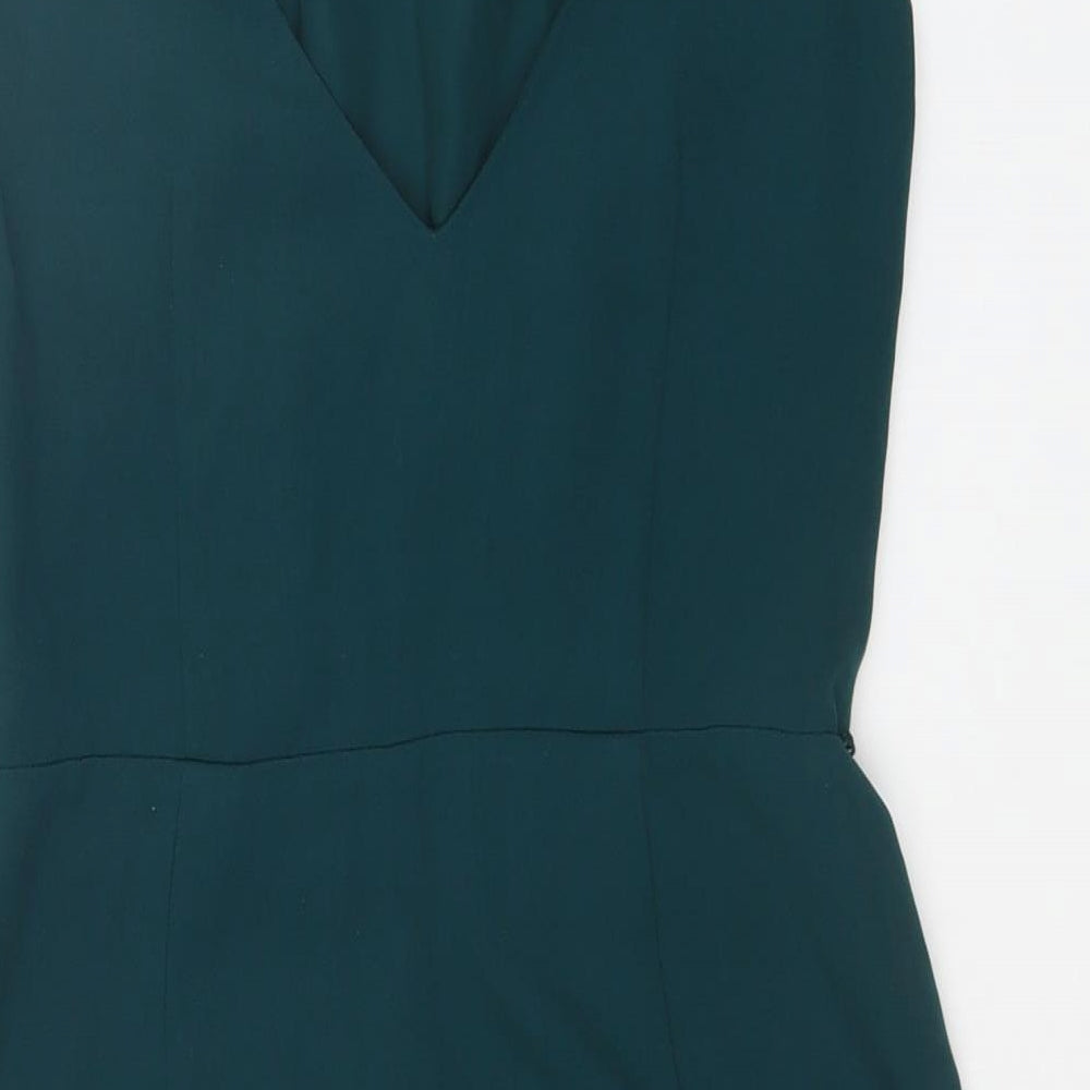 Oasis Womens Green Polyester A-Line Size 10 Round Neck Zip