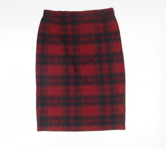 TU Womens Red Plaid Polyester A-Line Skirt Size 10
