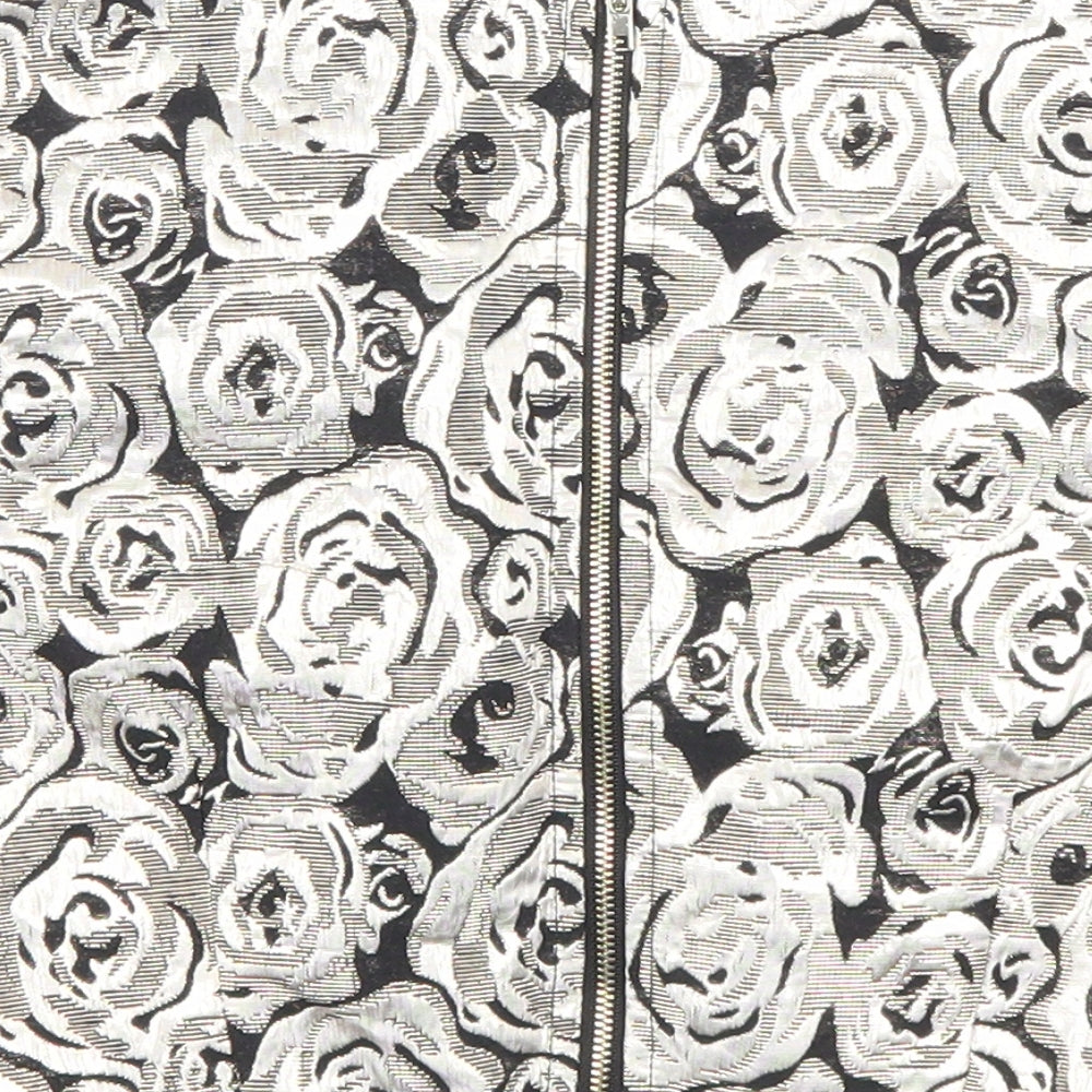 Boohoo Womens Gold Floral Polyester Cropped Blouse Size 10 Scoop Neck