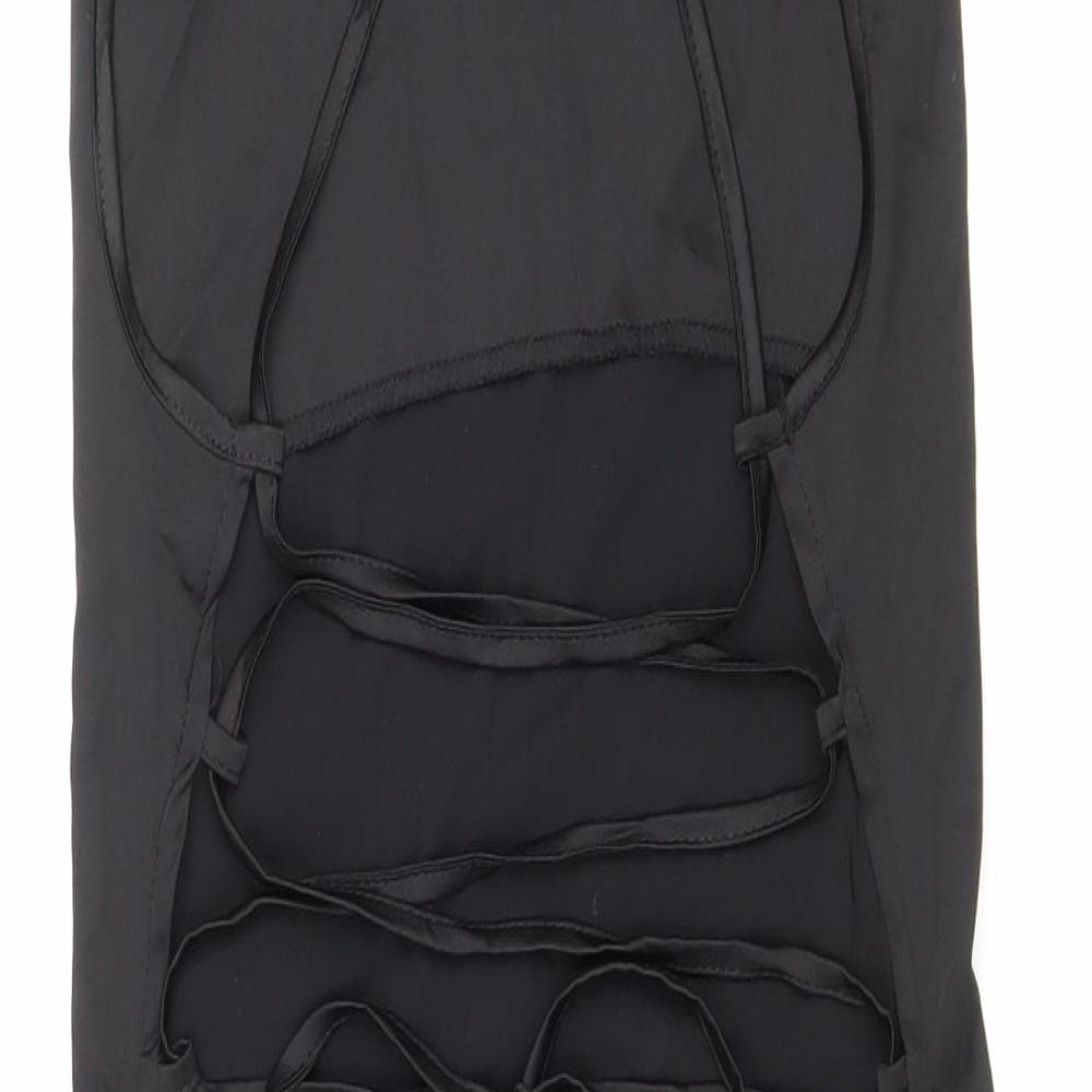 NaaNaa Womens Black Polyester Tank Dress Size 8 Square Neck Zip - Lace up back