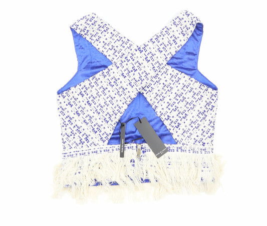 Womens UK Size M Drole de Copine Blue Cropped Blouse