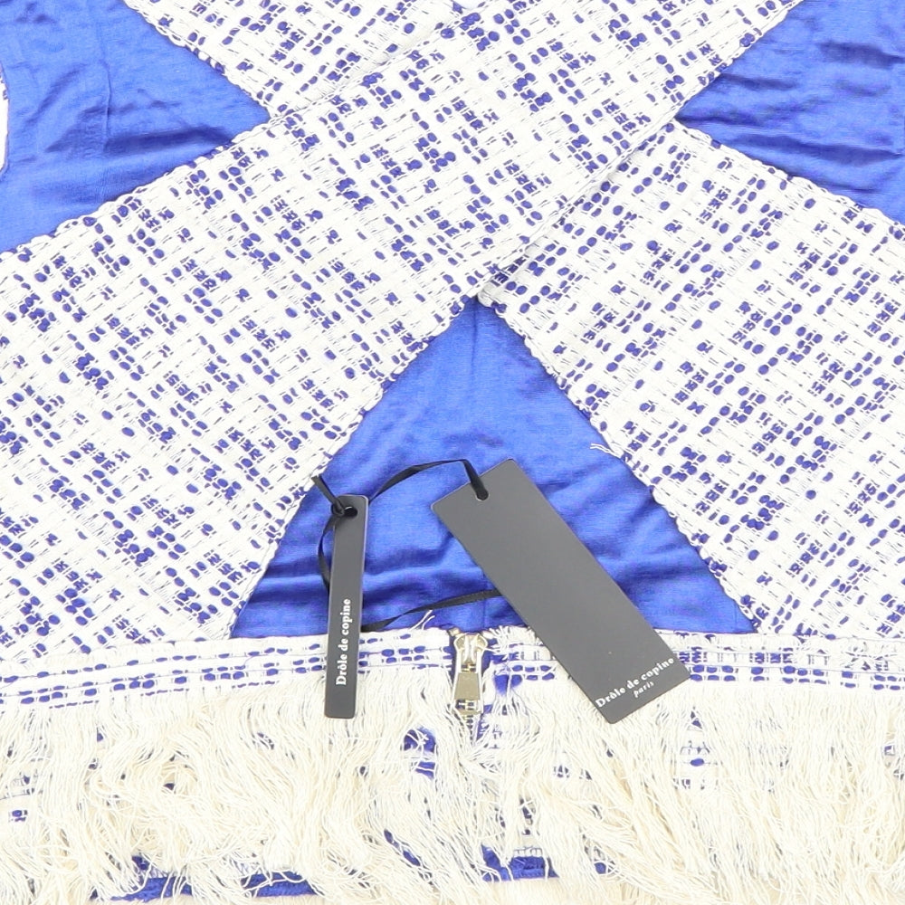 Womens UK Size M Drole de Copine Blue Cropped Blouse