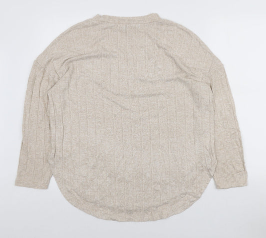 Primark Womens Beige Round Neck Viscose Pullover Jumper Size M