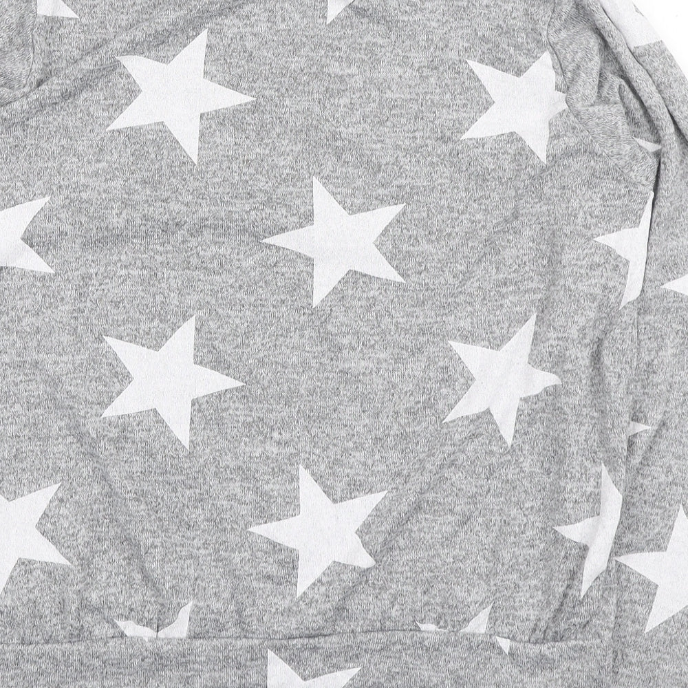 Boohoo Womens Grey Round Neck Geometric Polyester Pullover Jumper Size M