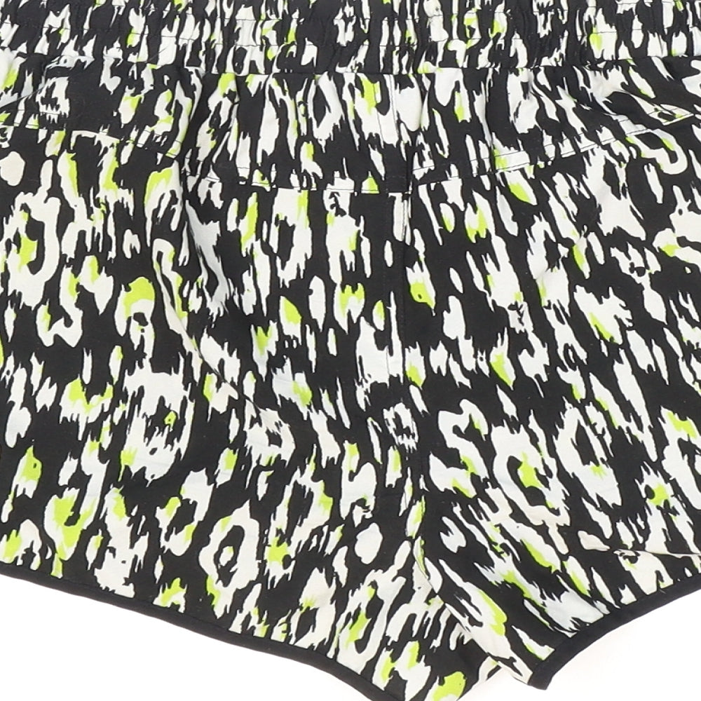 Denim & Co. Womens Multicoloured Animal Print Polyester Hot Pants Shorts Size 10 Regular Pull On
