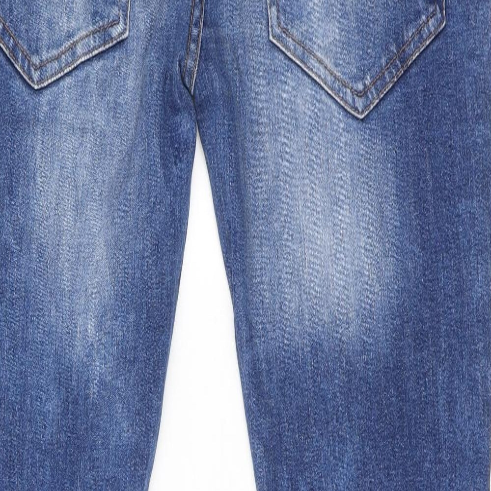 Denim & Co. Womens Blue Cotton Skinny Jeans Size 32 in L32 in Regular Button - Distressed Look