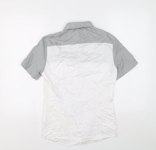 River Island Mens Grey Colourblock Cotton Button-Up Size XS Collared Button - Check pattern