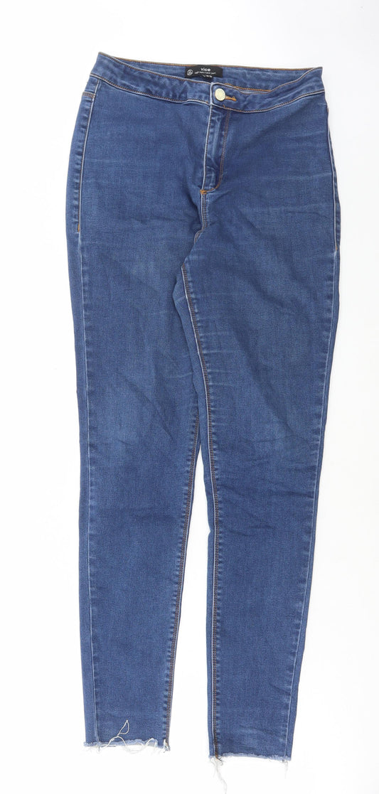 Missguided Womens Blue Cotton Skinny Jeans Size 10 L28 in Regular Button