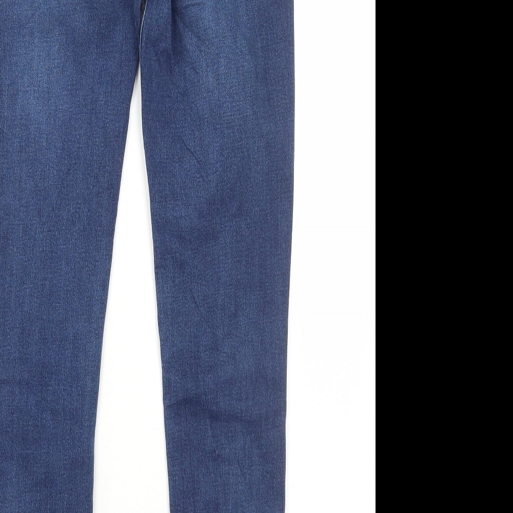 Denim & Co. Girls Blue Cotton Skinny Jeans Size 13-14 Years Regular Button