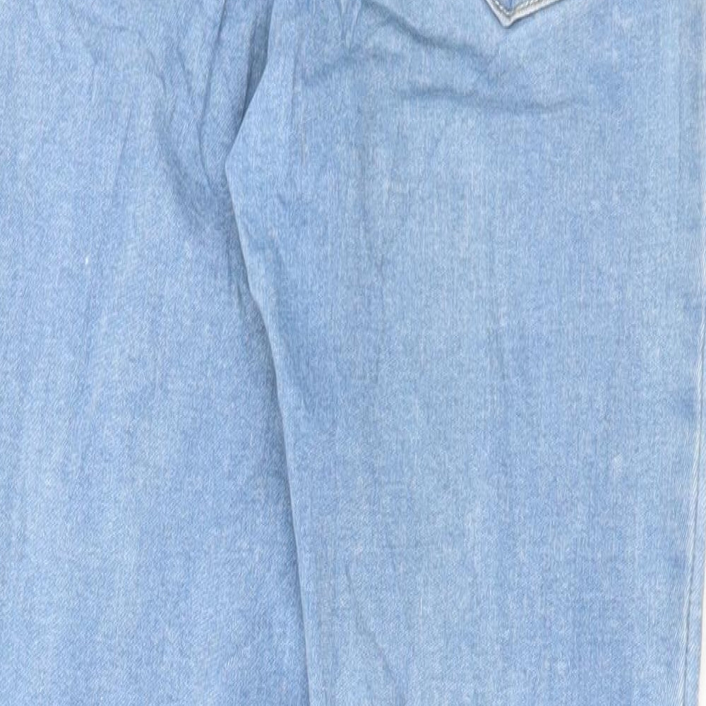 Denim 365 Girls Blue Cotton Skinny Jeans Size 13-14 Years Regular Button - Distressed Denim