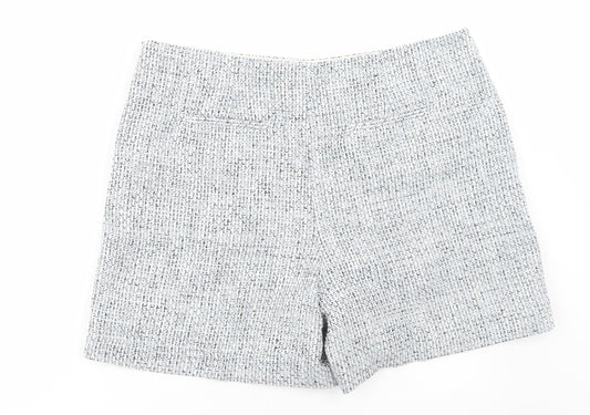 Marks and Spencer Womens Blue Geometric Polyester Chino Shorts Size 20 L6 in Regular Zip