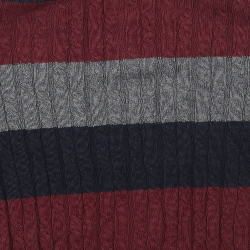 Maine New England Mens Multicoloured Round Neck Striped Cotton Pullover Jumper Size S