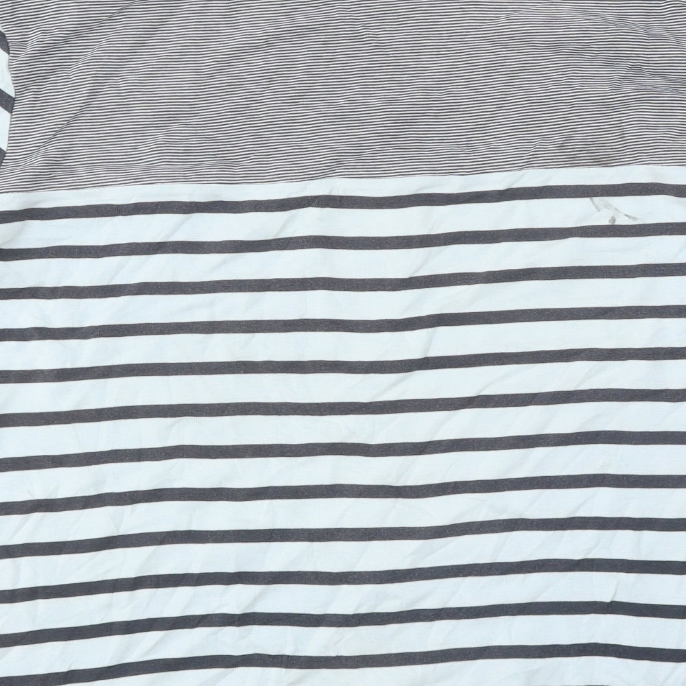 Cotton Traders Womens Multicoloured Striped Cotton Basic T-Shirt Size 16 Round Neck