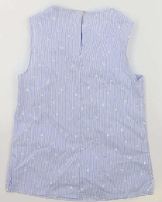 F&F Womens Blue Striped Cotton Basic Tank Size 6 Round Neck - Daisy