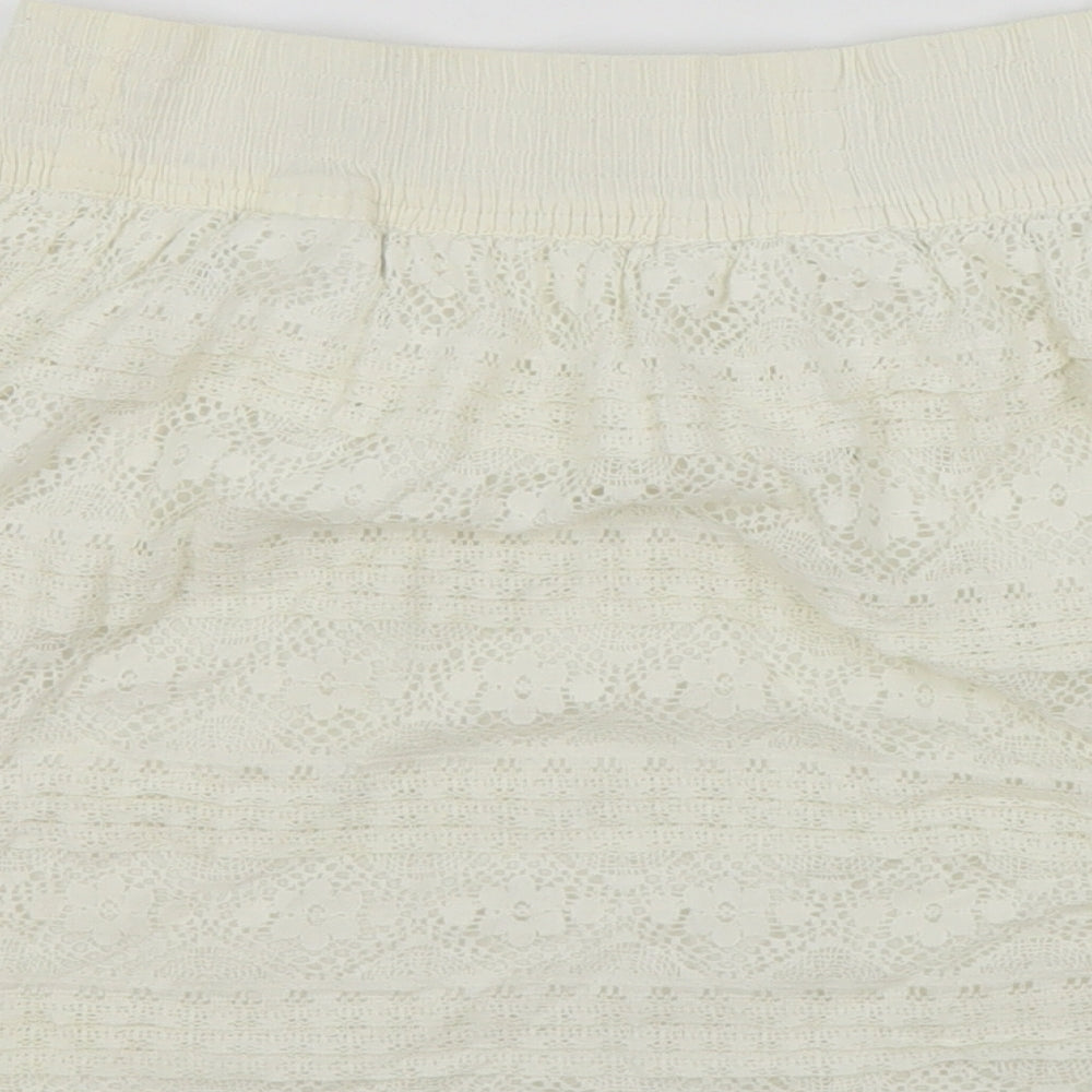 H&M Womens Ivory Cotton Mini Skirt Size XS