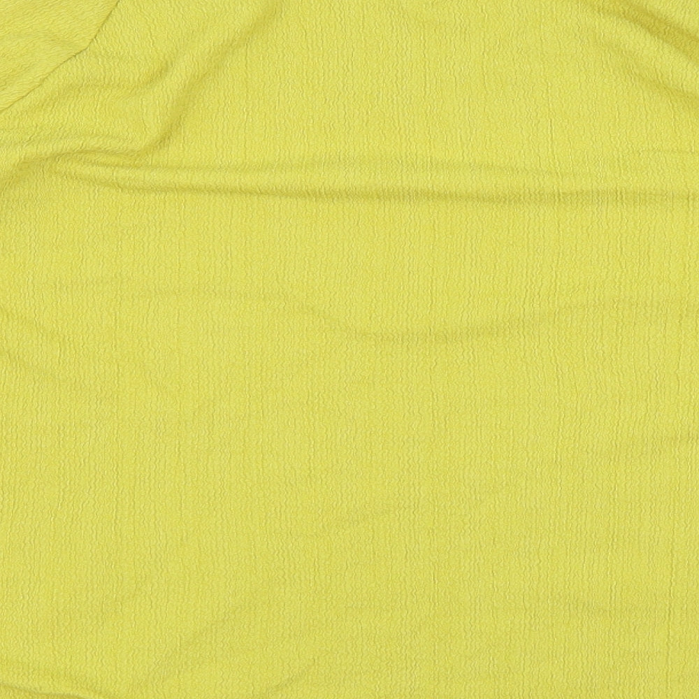 M&S Womens Yellow Polyester Basic Blouse Size 14 Round Neck - Keyhole