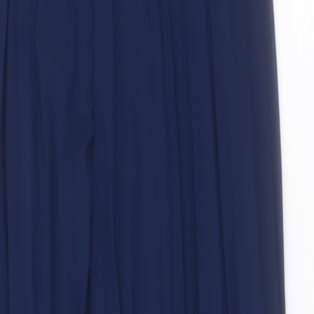 Boohoo Womens Blue Polyester A-Line Size 8 Halter Button